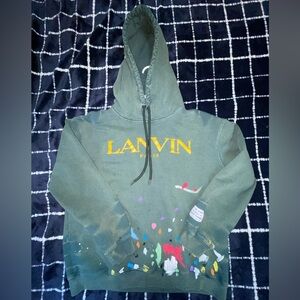 Lanvin x Gallery Dept. Logo Hoodie With A Worn Effect And Paint Marks